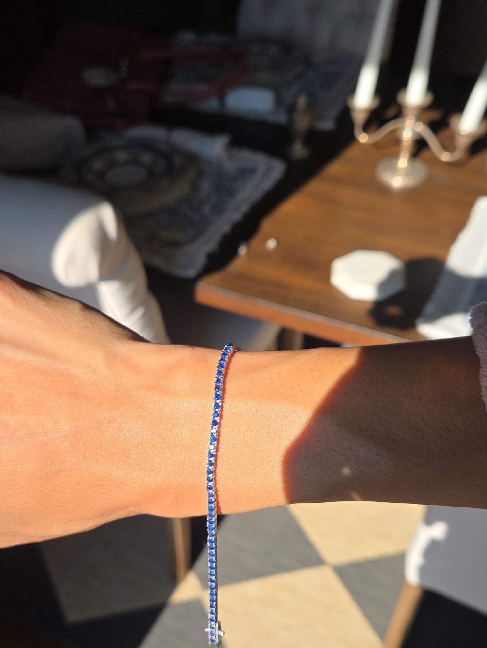 New 925 Sterling Sapphire Blue Tennis Bracelet